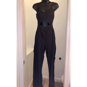 Light black denim jumpsuit w/ flare pant leg